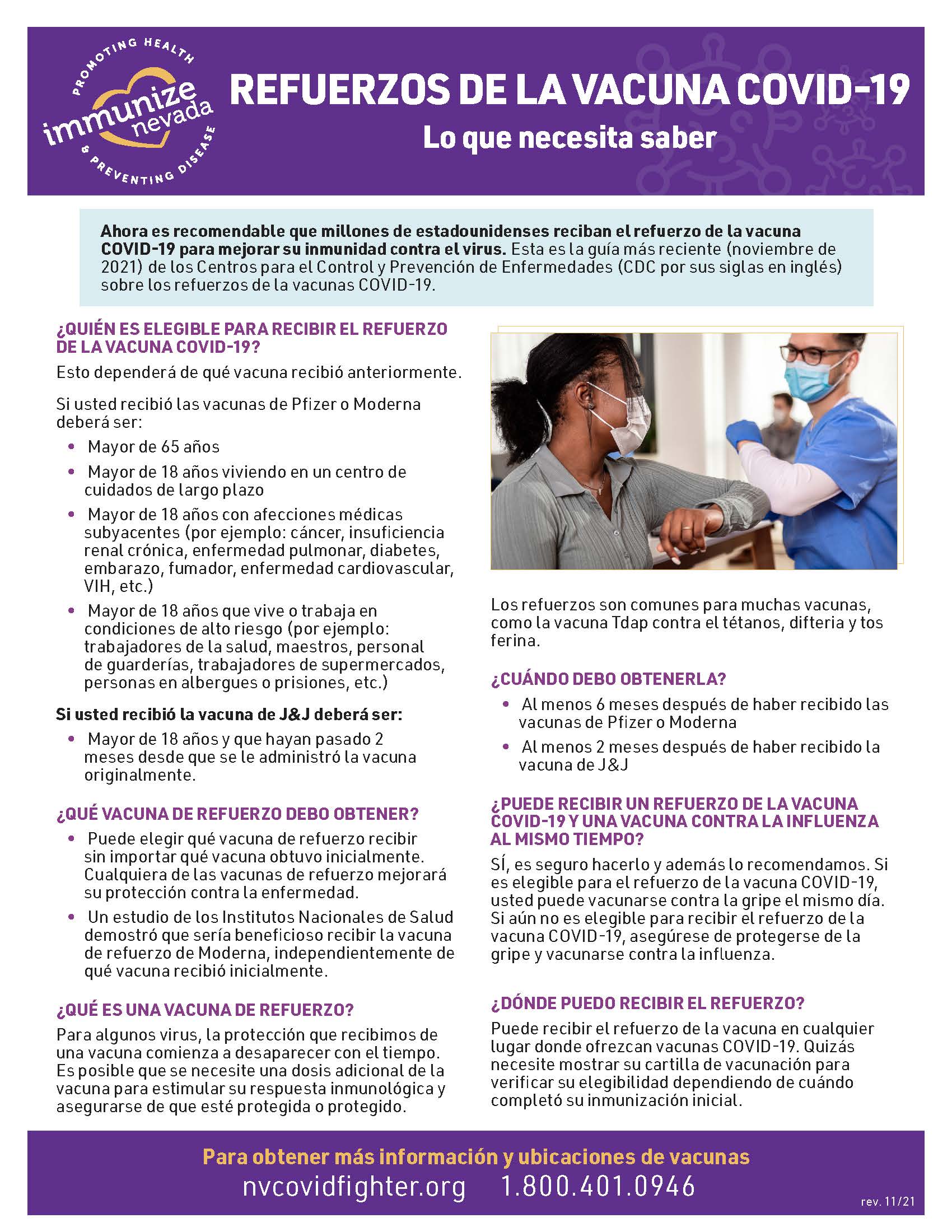 Designed one pager in Spanish about the COVID-19 Vaccine Booster shots