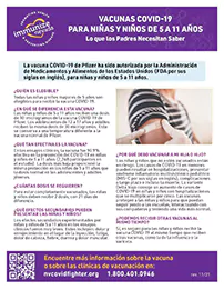 View or download COVID-19 VACCINES FOR KIDS 5 TO 11 YEARS What Parents Need to Know In Spanish