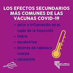 Instagram Sized Graphics about to Common Side Effects in Spanish